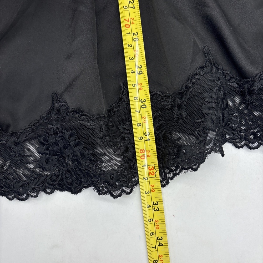 Slip Dress Nightie Nightgown black  satin lace Large EUC Elastic Waist - Picture 9 of 11